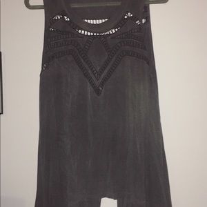 POL Flowy Open Back Marbled Grey Top Size Large